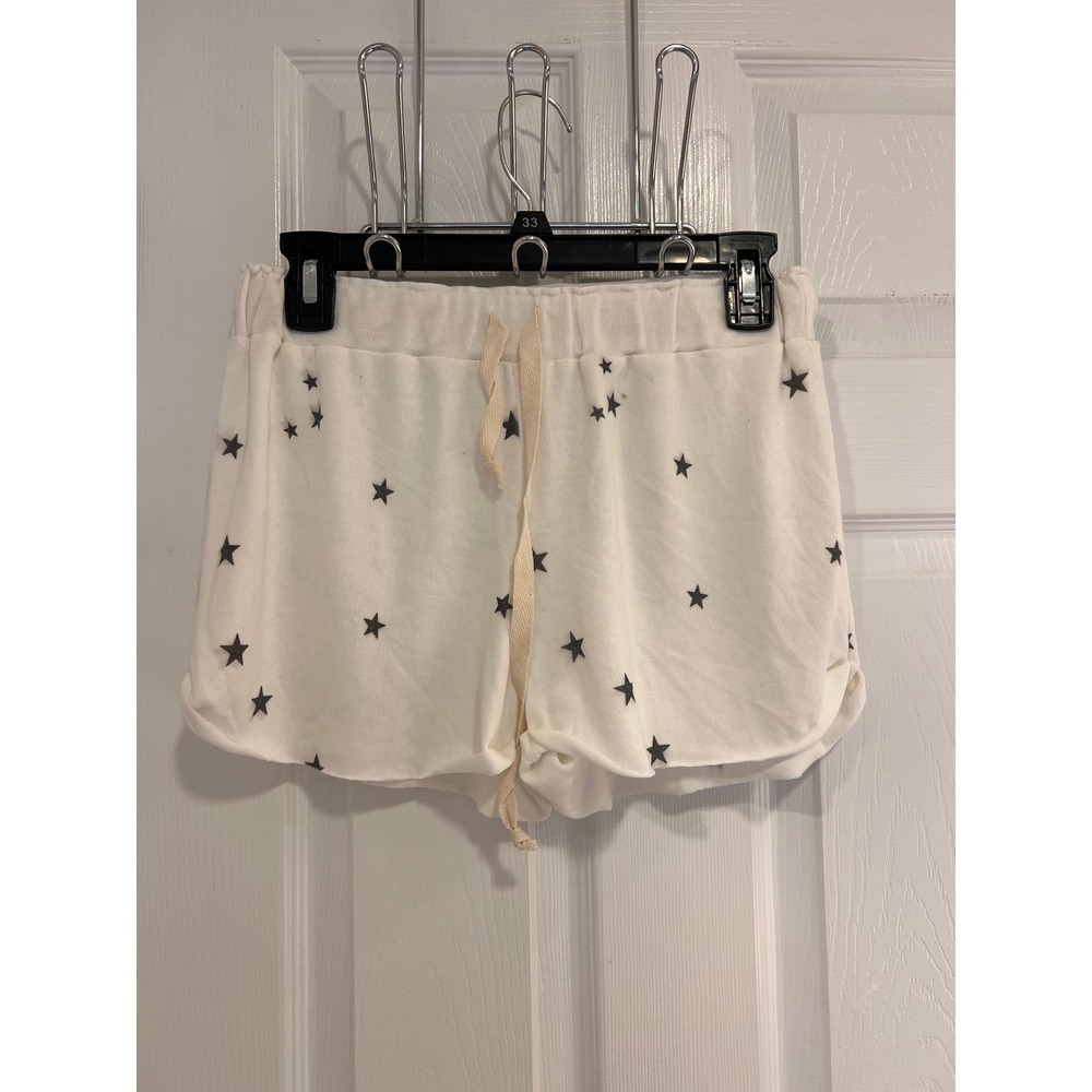 ENTI Womens Cream Star Print Lounge Sleep Shorts Size Small Drawstring Waist